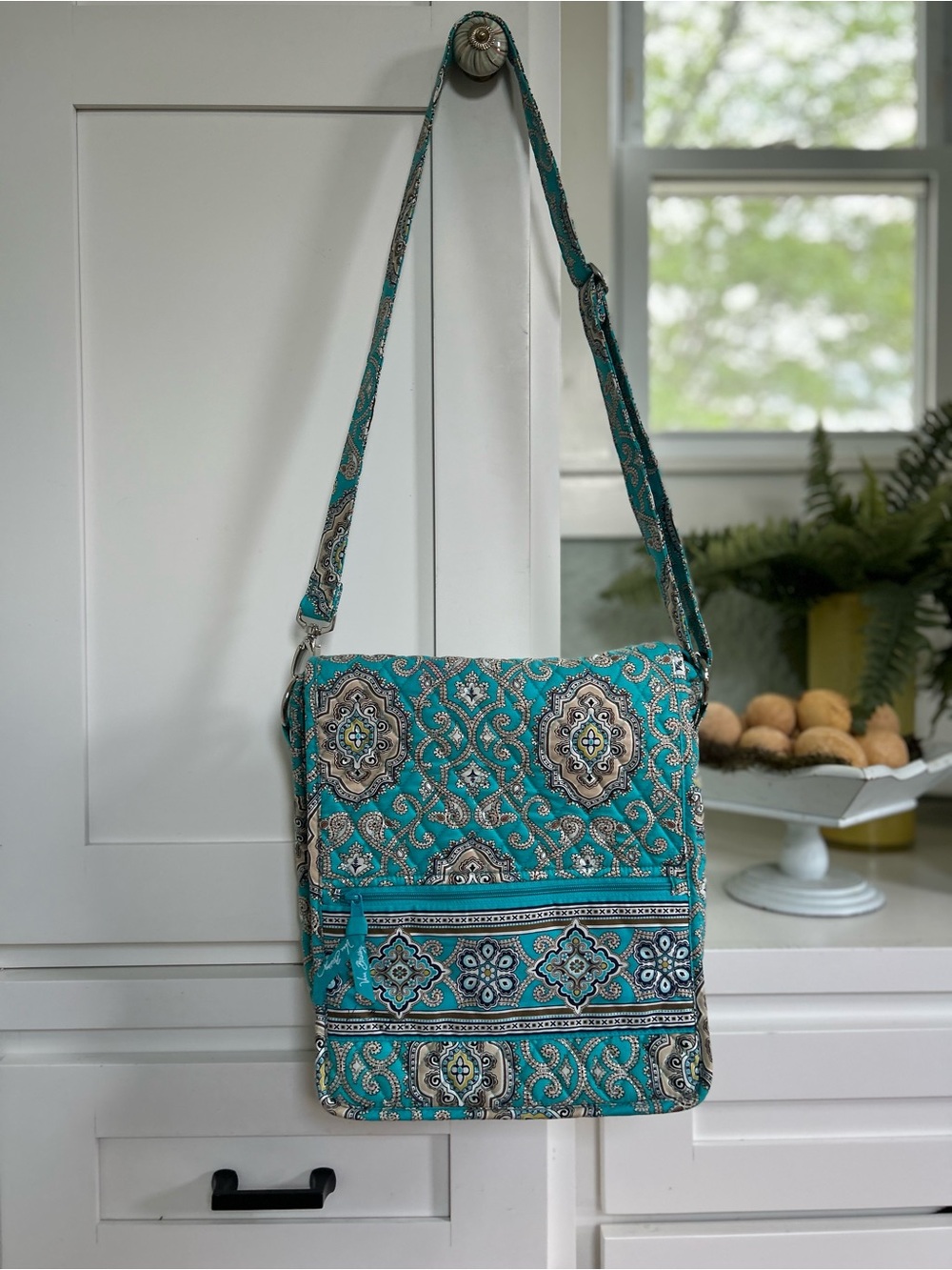Vera Bradley “Totally Turq” Hipster Paisley Patterned Crossbody Bag.